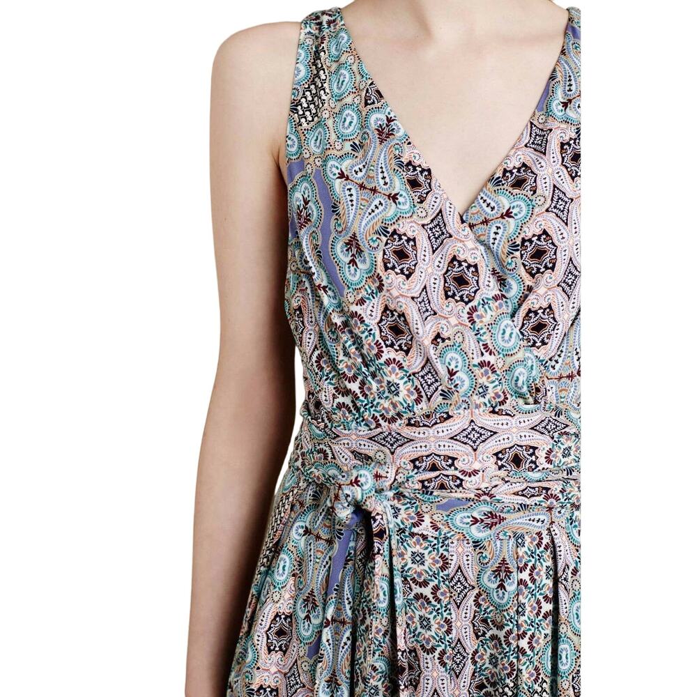 Anthropologie Antilles Jumpsuit Paisley Print Waist Tie Surplice Faux Wrap S NWT
